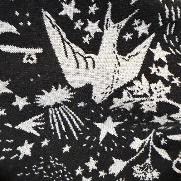 Boden Black and White Nature Print Jackard Long Sleeve Dress with cute bird prin - Picture 8 of 10